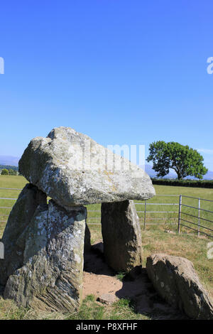 Bodowyr camera sepolcrale Llangaffo, Isola di Anglesey, Galles Foto Stock
