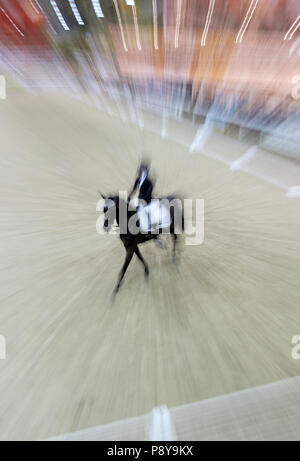 Berlino, dynamics, dressage rider e cavallo nella zona di cavallo Foto Stock