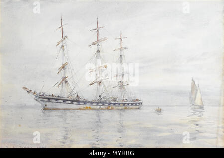 . 329 Henry Scott Tuke - una tre-masted windjammer giacente in corrispondenza di ancoraggio per le strade di Michael CARRICK Foto Stock