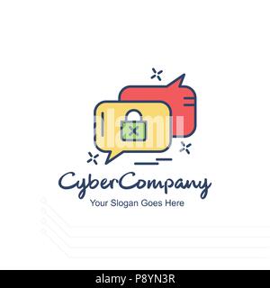 Cyber messaggi aziendali logo con sfondo bianco e la tipografia. Per il web design e applicazione di interfaccia, utile anche per infographics. Vector illus Illustrazione Vettoriale