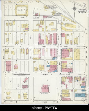 490 Sanborn Assicurazione incendi mappa da Albion, contea di Boone, Nebraska. LOC sanborn05134 006-2 Foto Stock