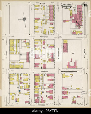 490 Sanborn Assicurazione incendi mappa da Alessandria, città indipendenti, Virginia. LOC sanborn08968 007-19 Foto Stock
