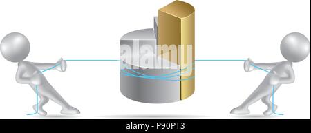 Vettore tracciato persone simbolo,Tug della guerra, il grafico è nel mezzo. Illustrazione Vettoriale