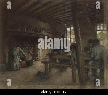 406 Léon Lhermitte Augustin Le repas des ouvriers à la Ferme 1913 Foto Stock