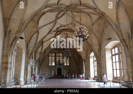 Vladislav Hall, il Vecchio Palazzo Reale, terzo cortile, il Castello di Praga, Hradčany, Praga Cechia (Repubblica Ceca), Europa Foto Stock