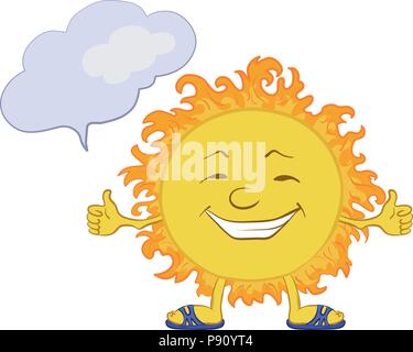 Cartoon Happy Sun Illustrazione Vettoriale