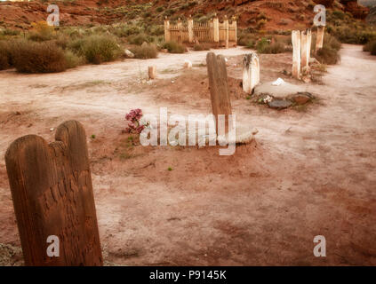 Un cimitero di coloni a Grafton, Utah. Foto Stock