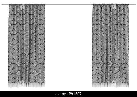 Tende nere isolati su sfondo bianco. Includere il percorso di clipping. 3D render Foto Stock