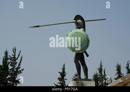 In Europa, in Grecia, Grecia centrale, delle Termopili , sito della battaglia i Greci nel 480 A.C., Statua di Leonidas Foto Stock