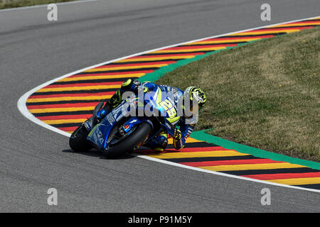 Sachsenring, Hohenstein-ernstthal, Germania. 14 Luglio, 2018. Il tedesco Gran Premio di Motociclismo, qualifica; Andrea Iannone (Suzuki) Credito: Azione Sport Plus/Alamy Live News Foto Stock