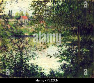 . 422 Monet - Ile-de-la-grande-jatte-mediante alberi-1878 Foto Stock