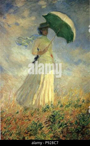 . 427 Monet - donna-con-un-parasol-rivolta verso destra, anche noto come studio-di-un-figura-all'aperto-rivolta verso destra Foto Stock