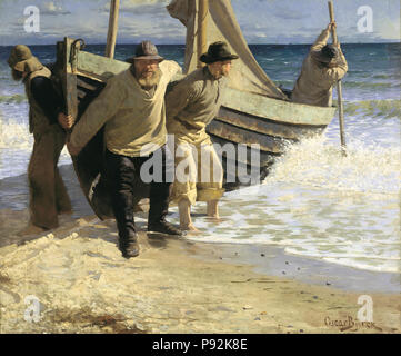 444 Oscar Björck - Lanciando la barca. Skagen - Foto Stock