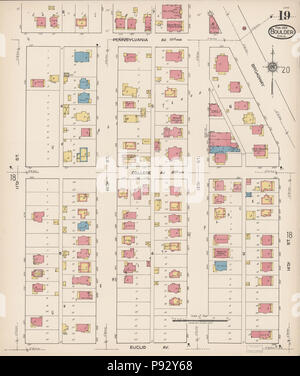 493 Sanborn Assicurazione incendi mappa da Boulder, Contea di Boulder, Colorado. LOC sanborn00958 009-19 Foto Stock