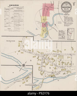 493 Sanborn Assicurazione incendi mappa da Bradford, Orange County, Vermont. LOC sanborn08908 006-1 Foto Stock