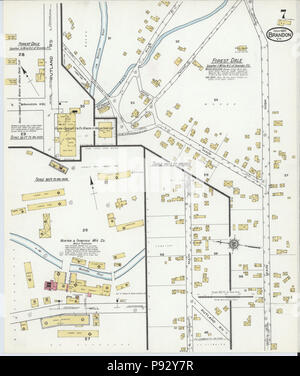 493 Sanborn Assicurazione incendi mappa da Brandon, Rutland County, Vermont. LOC sanborn08909 006-7 Foto Stock