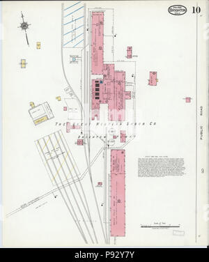 493 Sanborn Assicurazione incendi mappa da Brighton, Adams County, Colorado. LOC sanborn00961 006-10 Foto Stock