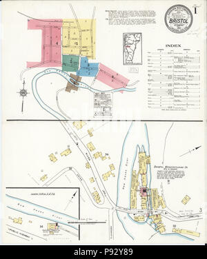 . 493 Sanborn Assicurazione incendi mappa da Bristol, Addison County, Vermont. LOC sanborn08911 006-1 Foto Stock