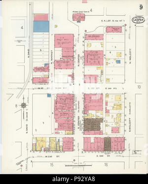 . 494 Sanborn Assicurazione incendi mappa da Casper, Natrona County, Wyoming. LOC sanborn09750 006-10 Foto Stock