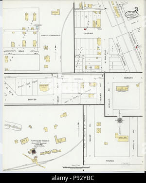 . 494 Sanborn Assicurazione incendi mappa da Caspian, Iron County, Michigan. LOC sanborn03949 001-3 Foto Stock