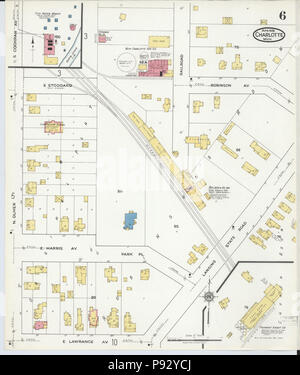 494 Sanborn Assicurazione incendi mappa da Charlotte, Eaton County, Michigan. LOC sanborn03959 006-6 Foto Stock