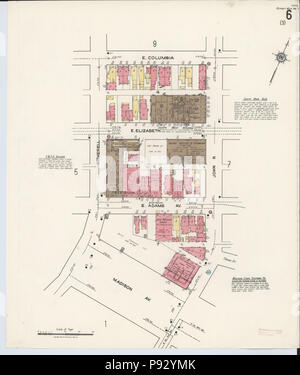 496 Sanborn Assicurazione incendi mappa da Detroit, Wayne County, Michigan. LOC sanborn03985 026-7 Foto Stock