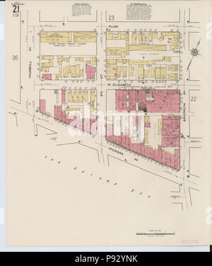 496 Sanborn Assicurazione incendi mappa da Detroit, Wayne County, Michigan. LOC sanborn03985 027-22 Foto Stock