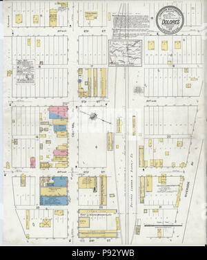 496 Sanborn Assicurazione incendi mappa da Dolores, Montezuma County, Colorado. LOC sanborn00986 002 Foto Stock