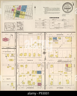 497 Sanborn Assicurazione incendi Mappa dal Durant, Contea di cedro, Iowa. LOC sanborn02636 002-1 Foto Stock