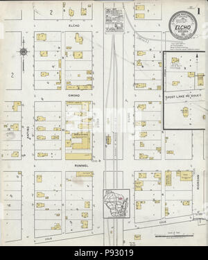 497 Sanborn Assicurazione incendi mappa da Elcho, Langlade County, Wisconsin. LOC sanborn09540 001-1 Foto Stock