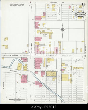 497 Sanborn Assicurazione incendi mappa da Englewood, Arapahoe County, Colorado. LOC sanborn00990 001-11 Foto Stock