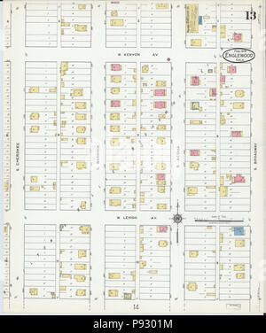 497 Sanborn Assicurazione incendi mappa da Englewood, Arapahoe County, Colorado. LOC sanborn00990 001-13 Foto Stock