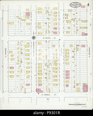 497 Sanborn Assicurazione incendi mappa da Englewood, Arapahoe County, Colorado. LOC sanborn00990 001-4 Foto Stock