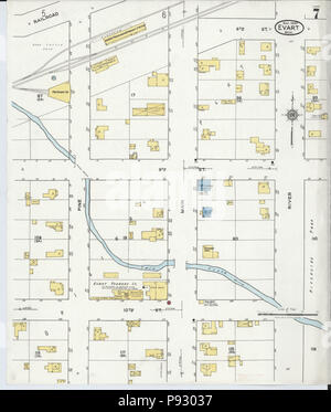 . 498 Sanborn Assicurazione incendi mappa da Evart, Osceola County, Michigan. LOC sanborn04002 005-7 Foto Stock
