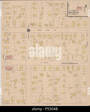 . 498 Sanborn Assicurazione incendi mappa da Fowlerville, Livingston County, Michigan. LOC sanborn04011 003-3 Foto Stock