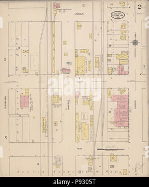 . 498 Sanborn Assicurazione incendi mappa da Ginevra, Fillmore County, Nebraska. LOC sanborn05186 005-2 Foto Stock