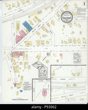 498 Sanborn Assicurazione incendi mappa da Galesburg, Kalamazoo County, Michigan. LOC sanborn04016 005-1 Foto Stock