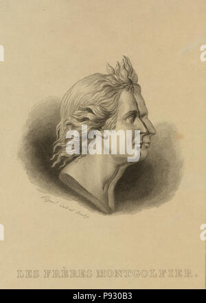 Busto-lunghezza profilo doppio ritratto dei fratelli Montgolfier, Francese ballonists. Dopo la medaglia d'Oro disegnato da Houdon. Foto Stock