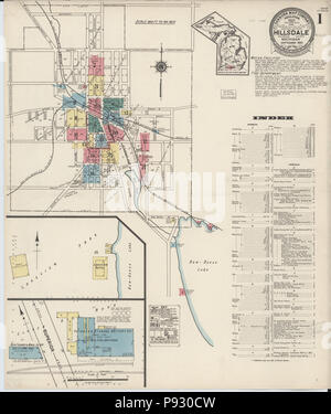 . 500 Sanborn Assicurazione incendi mappa da Hillsdale, Hillsdale County, Michigan. LOC sanborn04040 006-1 Foto Stock