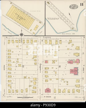 500 Sanborn Assicurazione incendi mappa da Hillsdale, Hillsdale County, Michigan. LOC sanborn04040 006-11 Foto Stock