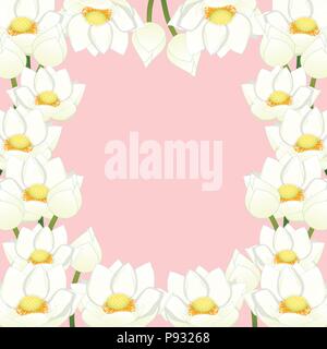 Nelumbo nucifera - Indian lotus confine sacro, lotus, fagiolo di India, fagiolo egiziano. Fiore nazionale di India e Vietnam. Illustrazione Vettoriale. isolare Illustrazione Vettoriale