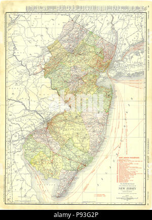 1913 New Jersey mappa Foto Stock