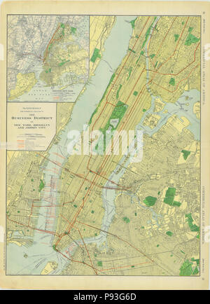 1913 NYC mappa area (maggiore di New York City che include Jersey City) Foto Stock