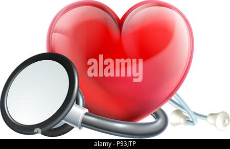Icona a forma di cuore e uno stetoscopio Illustrazione Vettoriale