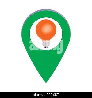 La lampadina della spia e icona di posizionamento. Illustrazione Vettoriale Illustrazione Vettoriale