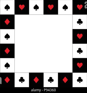 Tute di carta Rosso Bianco Nero Scacchiera confine. Illustrazione Vettoriale Illustrazione Vettoriale