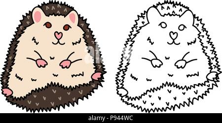Porcupine o Hedgehog. Illustrazione Vettoriale. isolato su sfondo bianco. Illustrazione Vettoriale