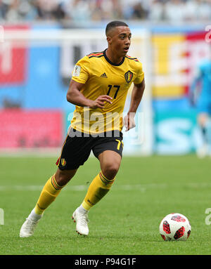 In Belgio, il duo formato da Youri Tielemans durante la Coppa del Mondo FIFA il terzo posto di play-off corrispondono a San Pietroburgo Stadium. Stampa foto di associazione. Picture Data: Sabato 14 Luglio, 2018. Vedere PA storia COPPA DEL MONDO IN BELGIO. Foto di credito dovrebbe leggere: Aaron Chown/filo PA. Restrizioni: solo uso editoriale. Uso non commerciale. Non utilizzare con qualsiasi non ufficiali di terze parti loghi. Nessuna manipolazione delle immagini. Nessun video emulazione. Foto Stock