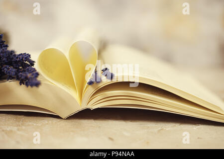 A forma di cuore le pagine del libro Foto Stock