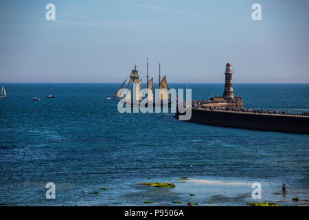 La tall ships di lasciare il porto di Sunderland il 24 luglio 2018, Foto Stock